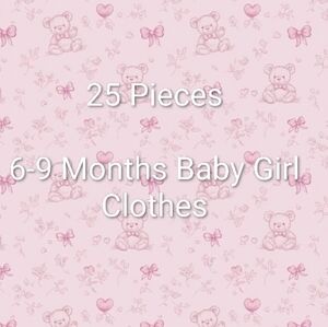 25 Piece 6-9 Months Baby Girl Clothing Bundle